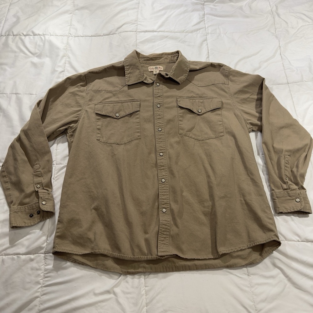 Turtle‎ Bay New York Xl Tan Pearl Snap Long Sleeve Western Neutral Outdoors